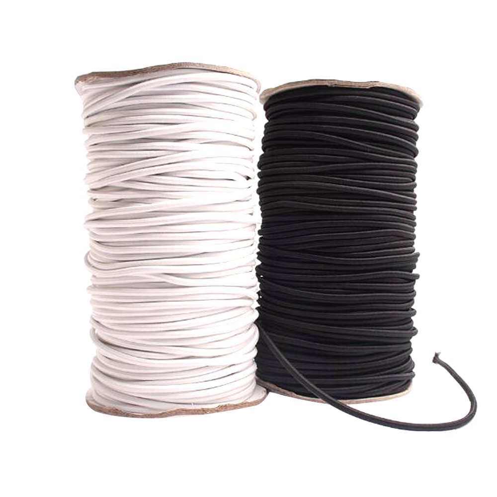 2MM zwarte effen kleur ronde vorm elastische string voor jurk donsjack